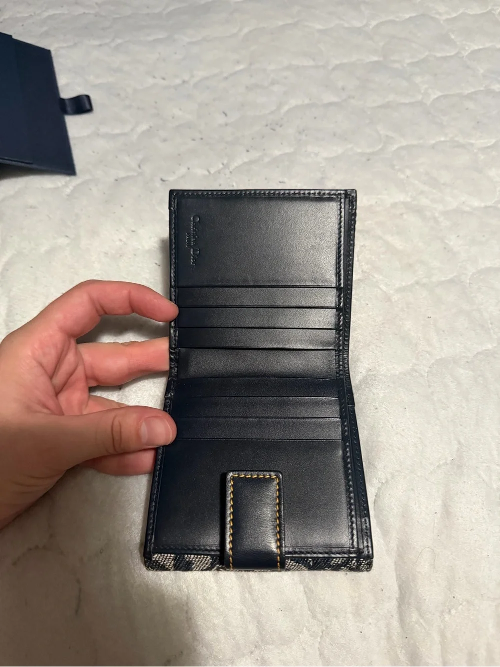 Christian Dior Trotter Bifold Trotter Wallet — Navy